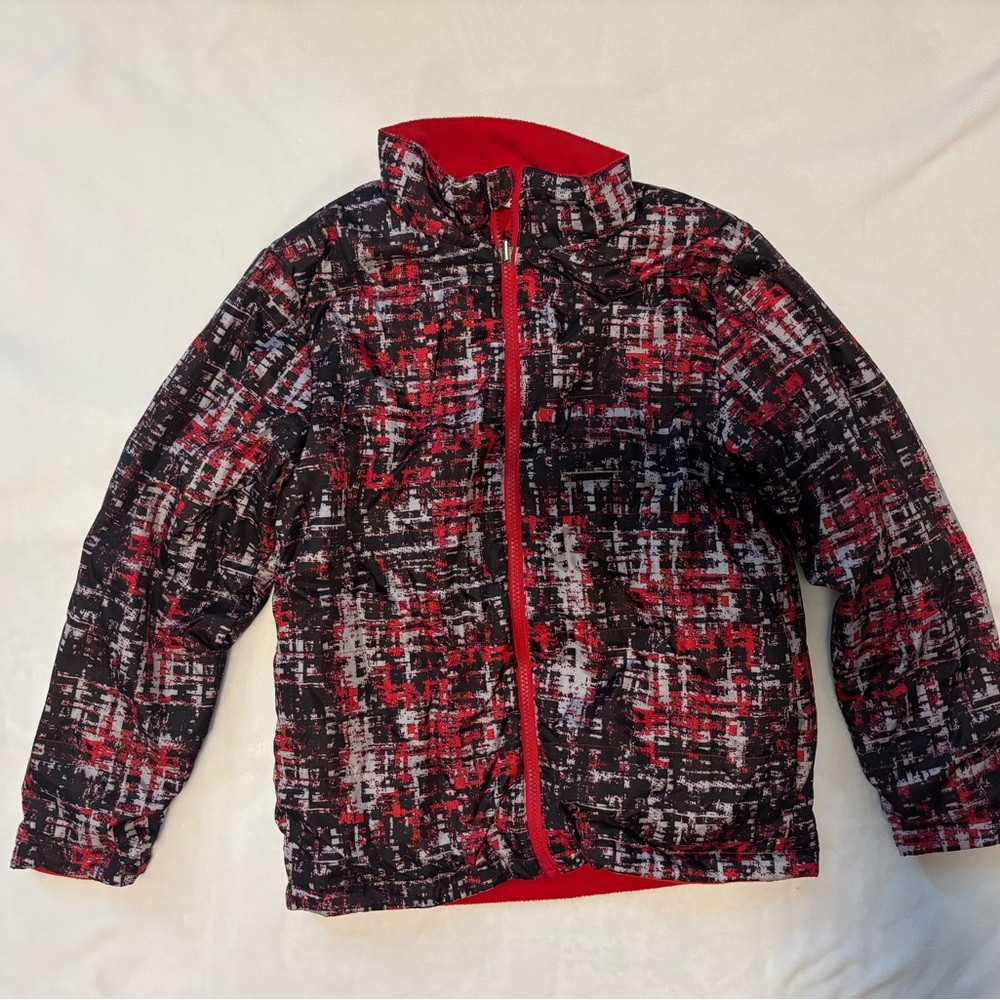 Kids Red and Black Patterned Jacket